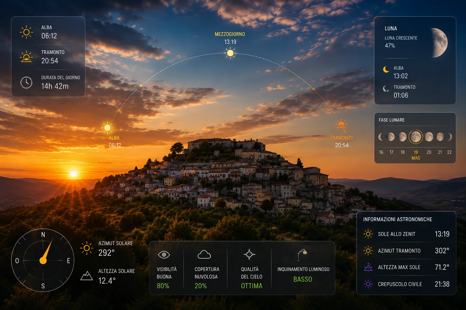 alba o tramonto sul paesaggio irpino con elementi grafici astronomici alba o tramonto sul paesaggio irpino con elementi grafici astronomici