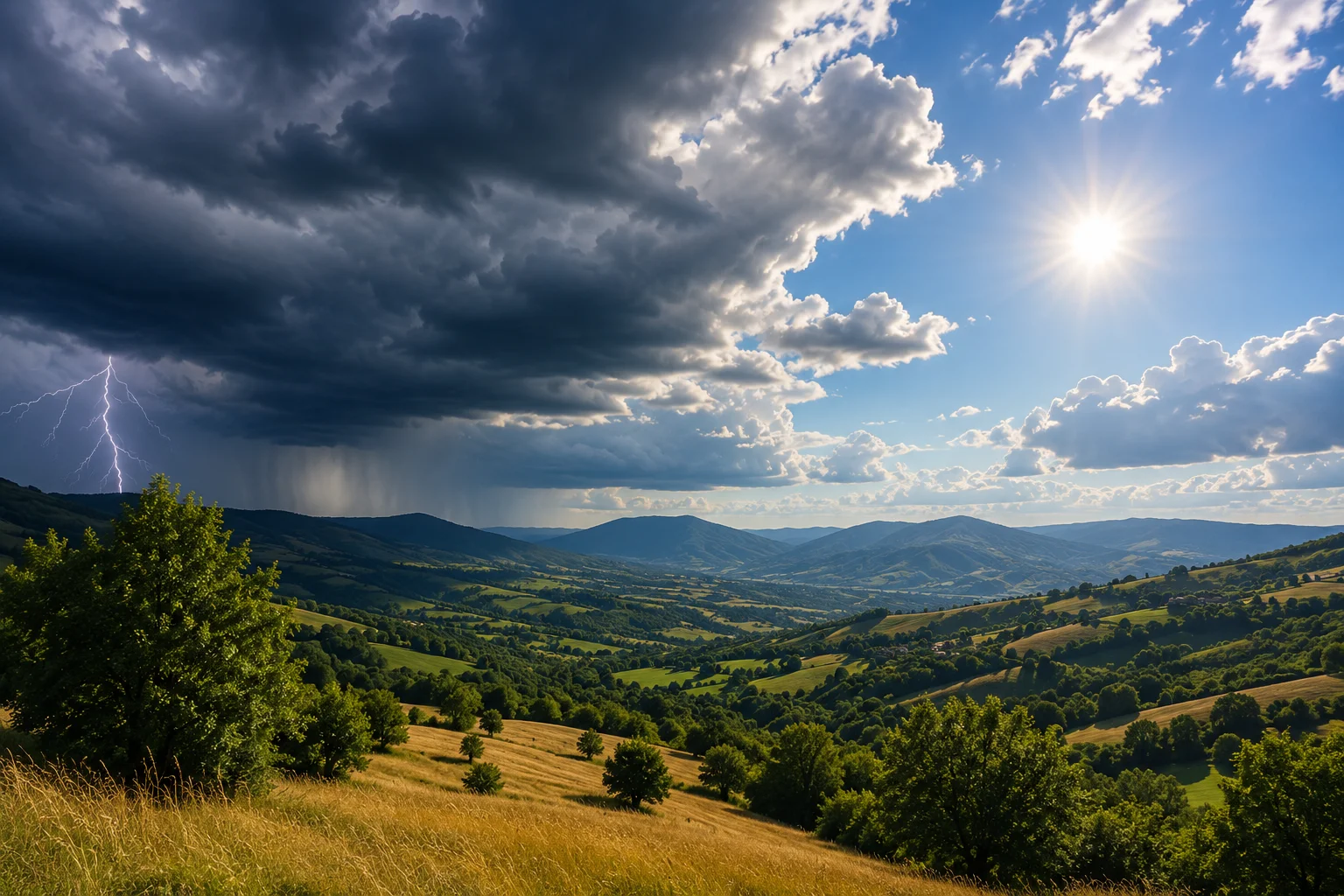 paesaggio collinare irpino estivo con alternanza di sole e nubi temporalesche paesaggio collinare irpino estivo con alternanza di sole e nubi temporalesche