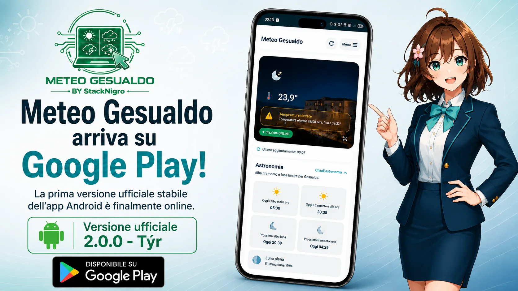 Meteo Gesualdo arriva su Google Play: la nascita dell’app Android 2.0.0 “Týr”