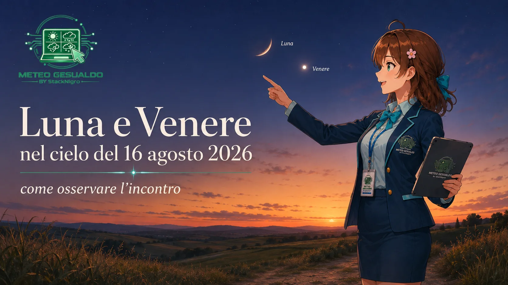 Luna e Venere nel cielo del 16 agosto 2026: come osservare l’incontro da Gesualdo